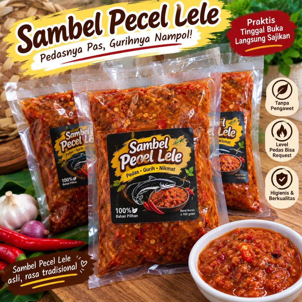 Sambel Pecel Lele Asli   - Sambal Tradisional Praktis Gurih Tanpa Pengawet