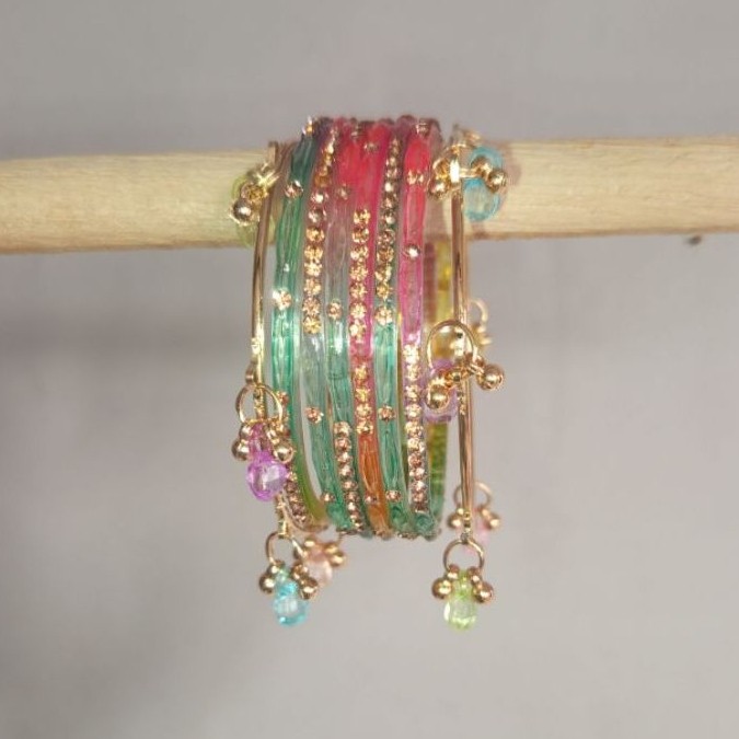 Gelang kaca India Kashmiri, aksesori tangan viral