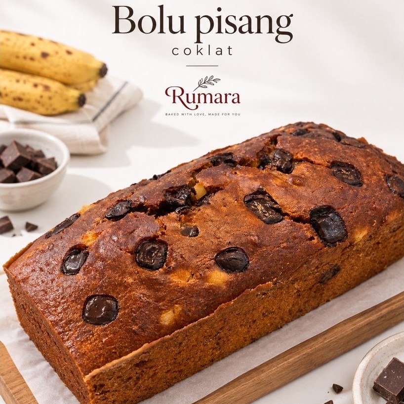 Bolu Pisang Panggang Coklat Rumara | Banana Cake Homemade Lembut Moist