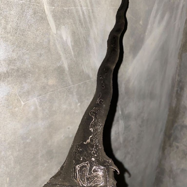 Keris sempono sepuh luk 9 est.majapahit pamor ceprit beras wutah Pb 32,5 cmPesi 7,5 cm Warangka full