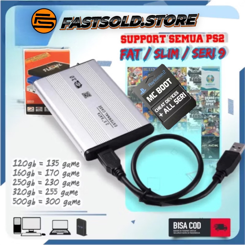 Hardisk Eksternal HDD PS2 & PS3 GB|320GB|250GB|Support PS2 & PS3 Cepat & Stabil
