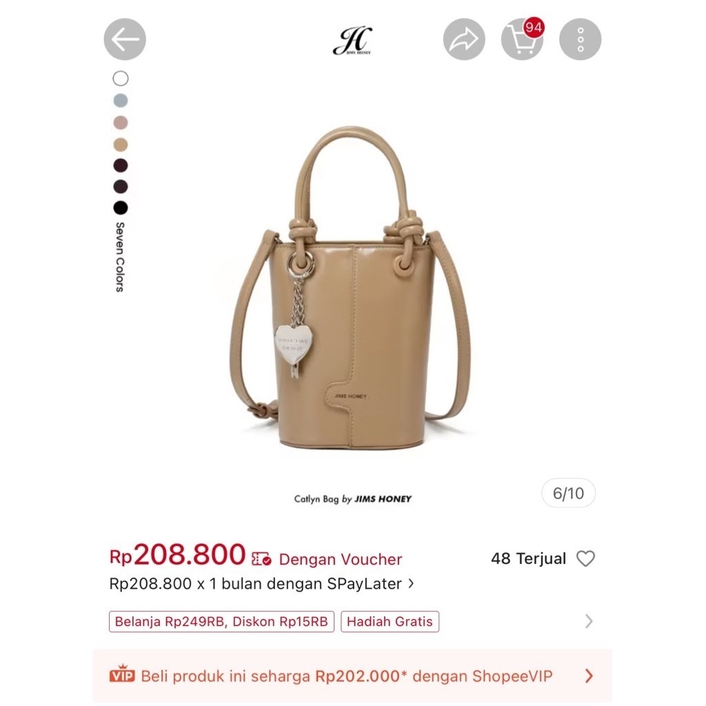 Nw Tas Selempang Wanita Jims Honey Catlyn - Model Cream