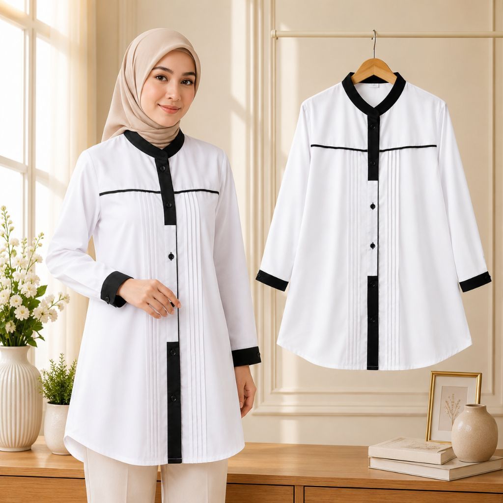 Baju Santri Putri | Atasan Santriwati | Tunik Santri putri | Tunik Putih Santriwati | Atasan Tunik s