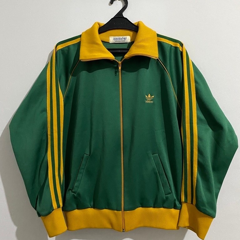 Tracktop Adidas x Descente 80s Tracksuit, Green x Golden Yellow With Embroidery Vintage Rare Item Or