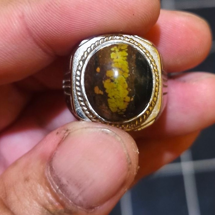 Cincin Batu Akik Pirus Hubei Kendit Tri Color