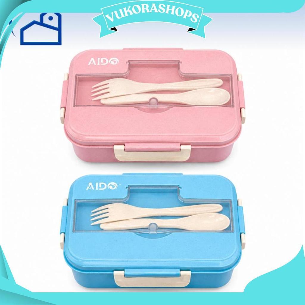HOMESTATION - GROSIR Lunch Box Set Kotak Makan Bekal 1L Free Sendok Garpu Set 31003 NO BOX Teratas