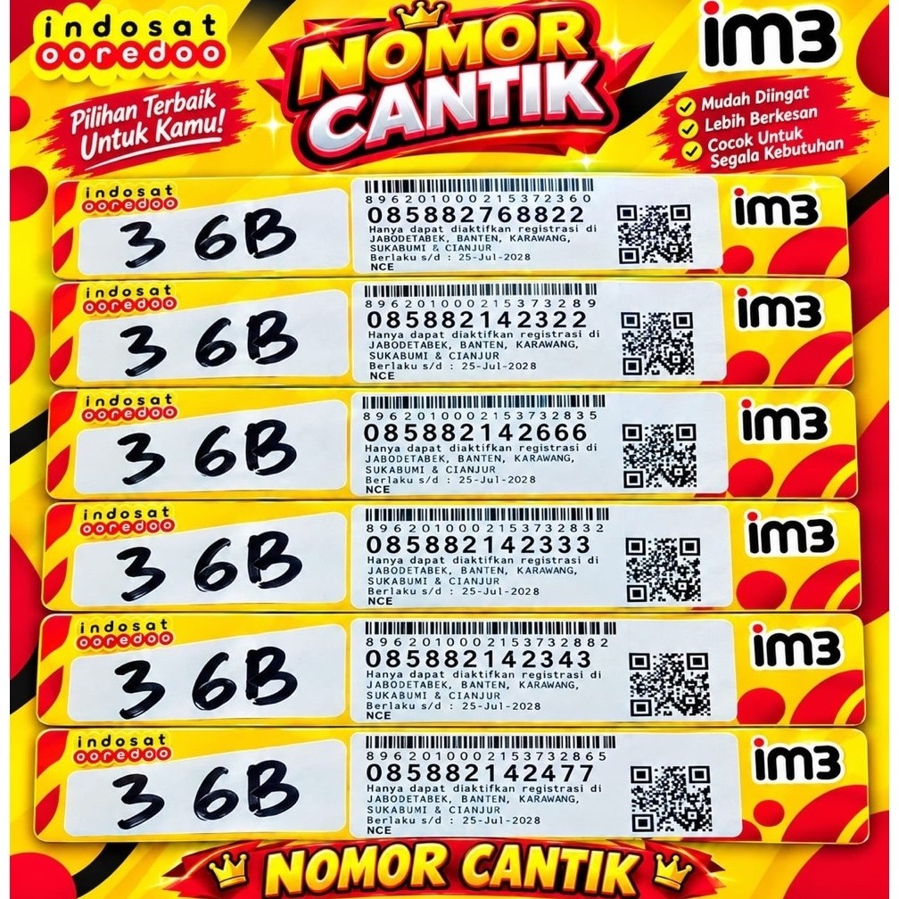 NOMOR CANTIK INDOSAT / NOMOR CANTIK IM3 / KARTU CANTIK / KARTU PERDANA CANTIK / KARTU INDOSAT CANTIK