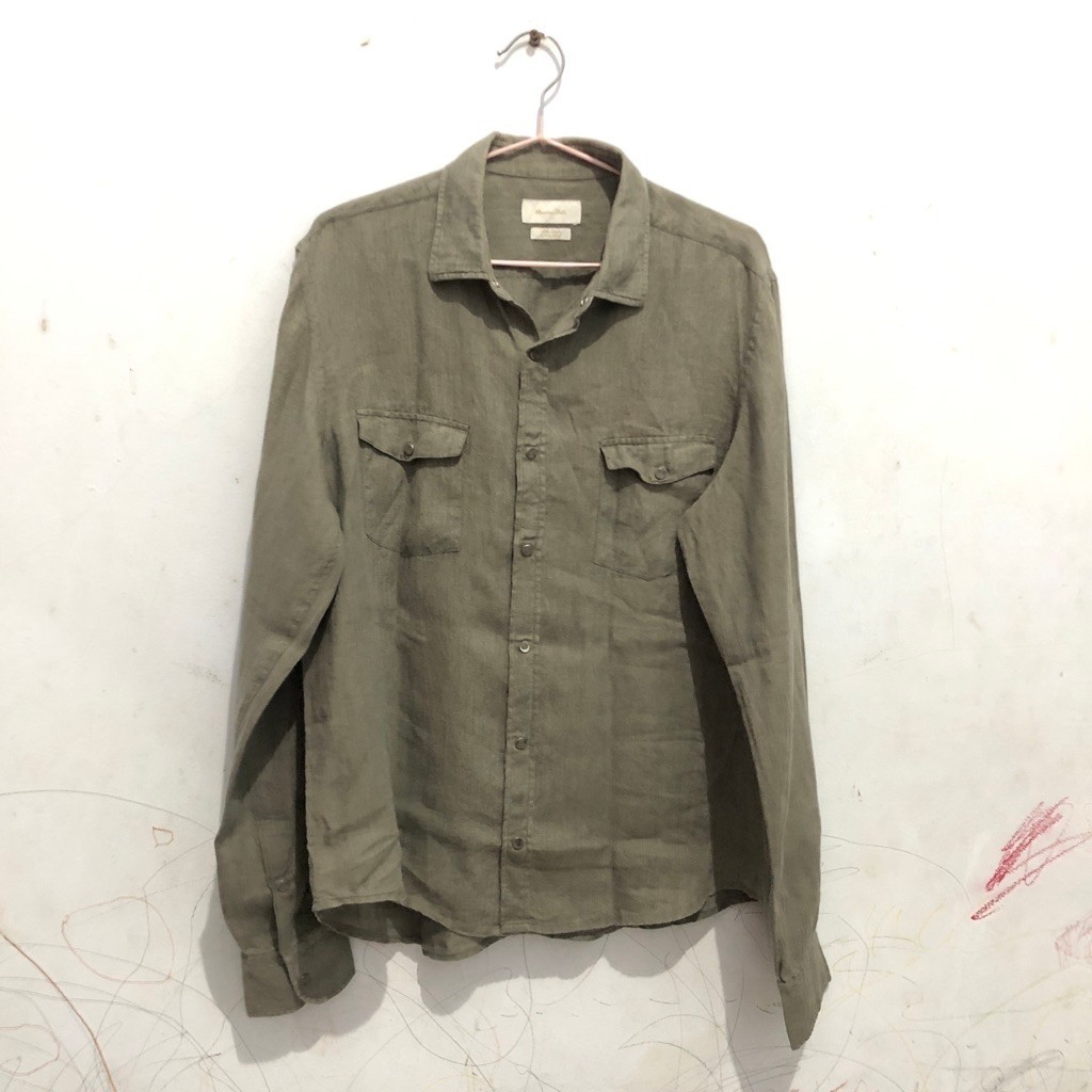 MASSIMO DUTTI KEMEJA LINEN PRIA