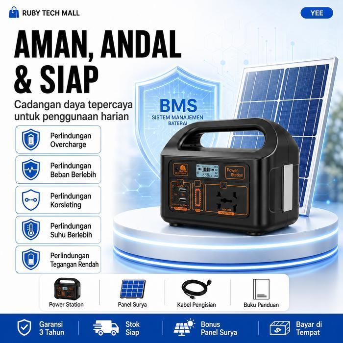 POWER STATION GENSET PORTABLE PEMBANGKIT 150W 50000MAH BATERAI BADAK SOLAR PANEL EXPOSE PASOKAN DARU
