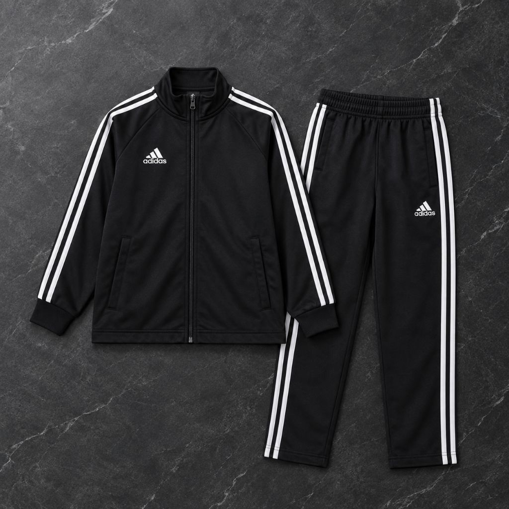 SET ADIDAS 3 STRIPES BLACK KIDS - Tracktop Adidas Anak- Setelan Adidas Anak Original 3 Stripe Hitam 