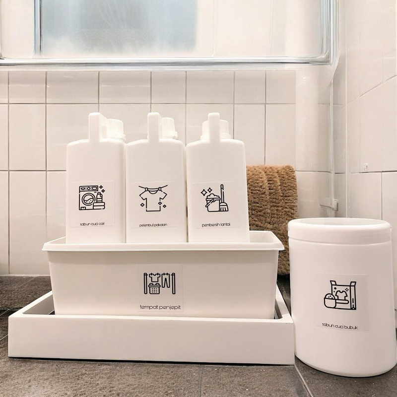 jerigen PUTIH 1LITER 1000ML LAUNDRY ROOM tempat detergent wadah refil label home essential AESTHETIC