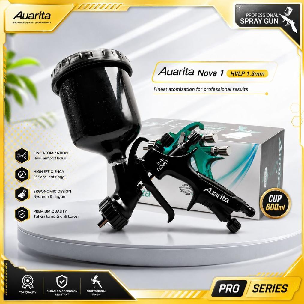 Spray Gun Auarita Nova 1 HVLP Space Black 1.3mm Cup 600ml Original