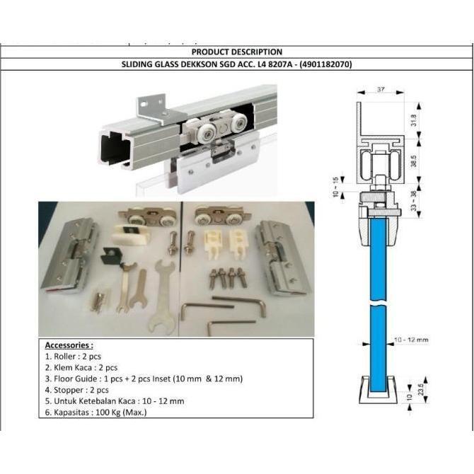 Ready PAKET SLIDING DOOR DEKKSON L4 8207A COMPLETE TRACK AND BRACKET