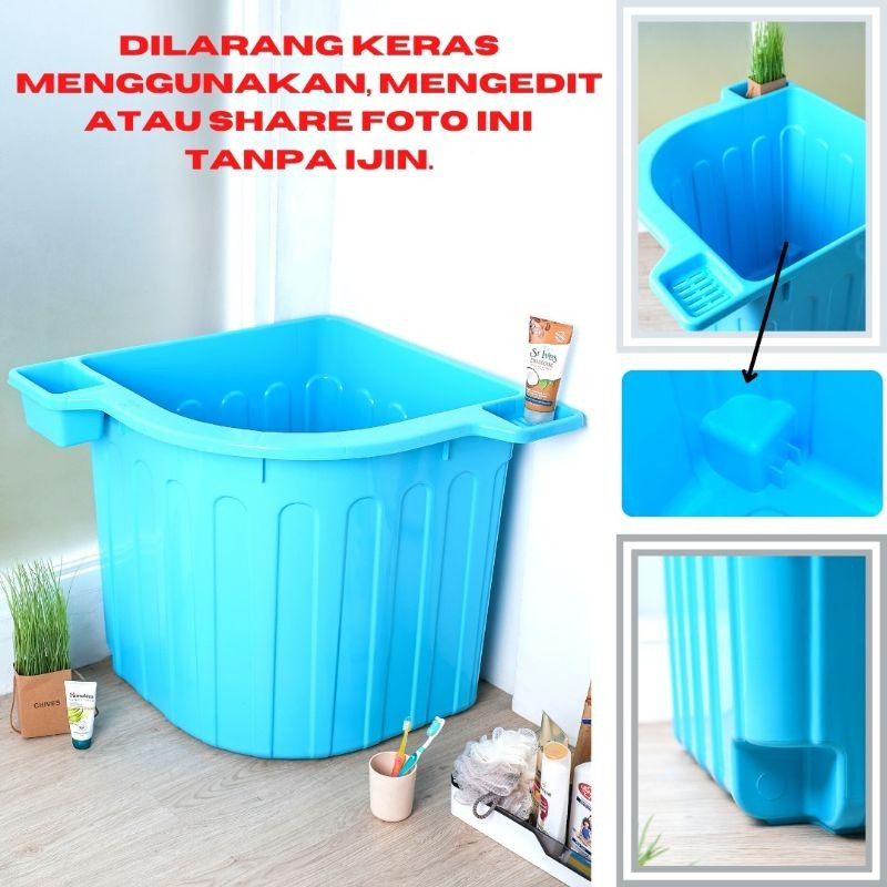 Bak Air | Bak Mandi | Bak Air Kamar Mandi Besar Sudut Pvc 70x70x61 cm Kokoh Tebal Ada Tempat Sabun S