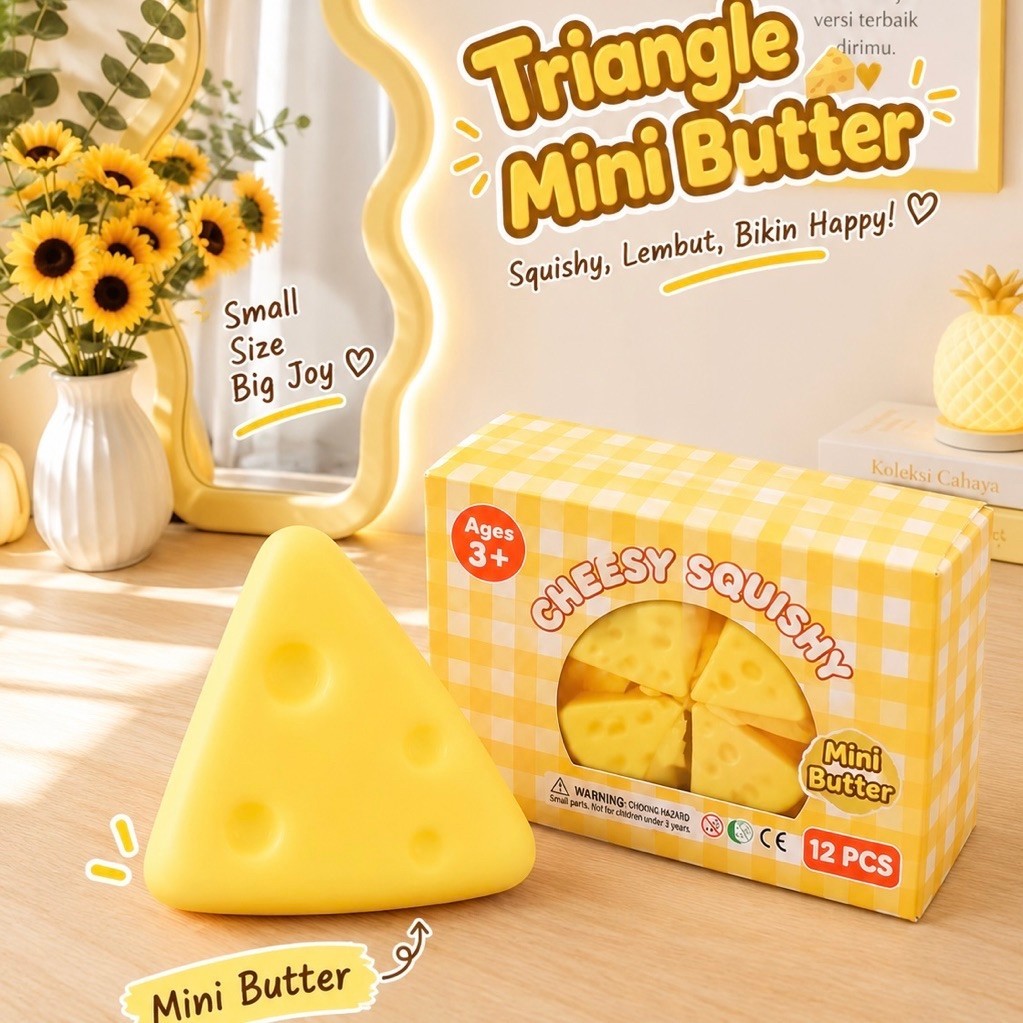 Squishy Triangle Chessee Anti Stress Mainan Anak Lembut - Triangle Chesse