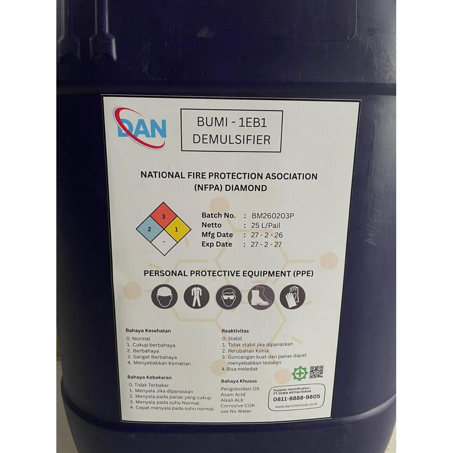 DEMULSIFIER BUMI  1EB1 - Pemecah Emulsi Minyak & Air | 25L/Pail