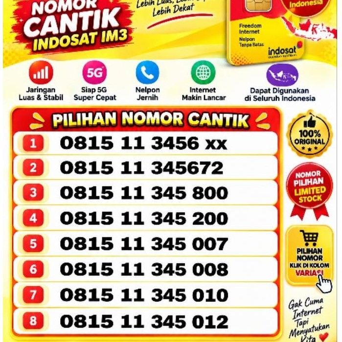 kartu perdana Nomor cantik indosat