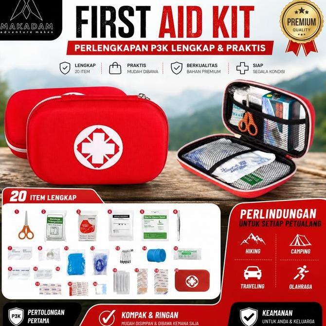 TERLARIS KOTAK P3K EMERGENCY FIRST AID KIT BOX CAMPING MOBIL LENGKAP ISI