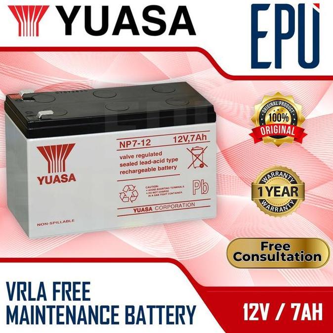 Lapakjajan33 - Aki Yuasa 12V 7Ah Aki Yuasa Np7-12 Aki Kering Aki Ups Yuasa Baterai Ups Battery