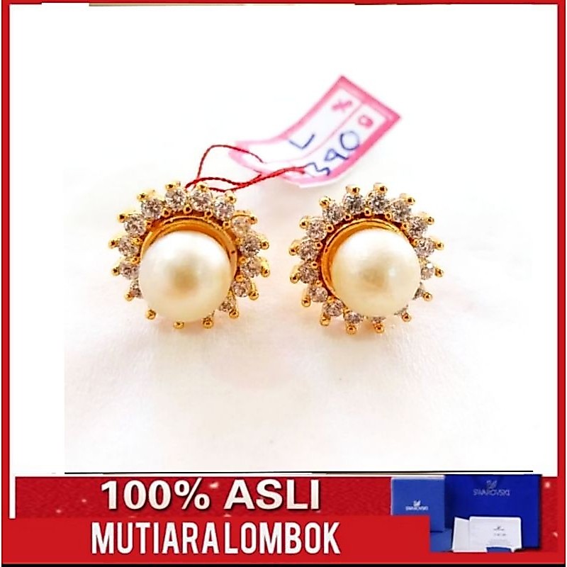 anting giwang wanita mutiara laut asli lombok perhiasan mewah elegan anting mutiara laut giwang muti