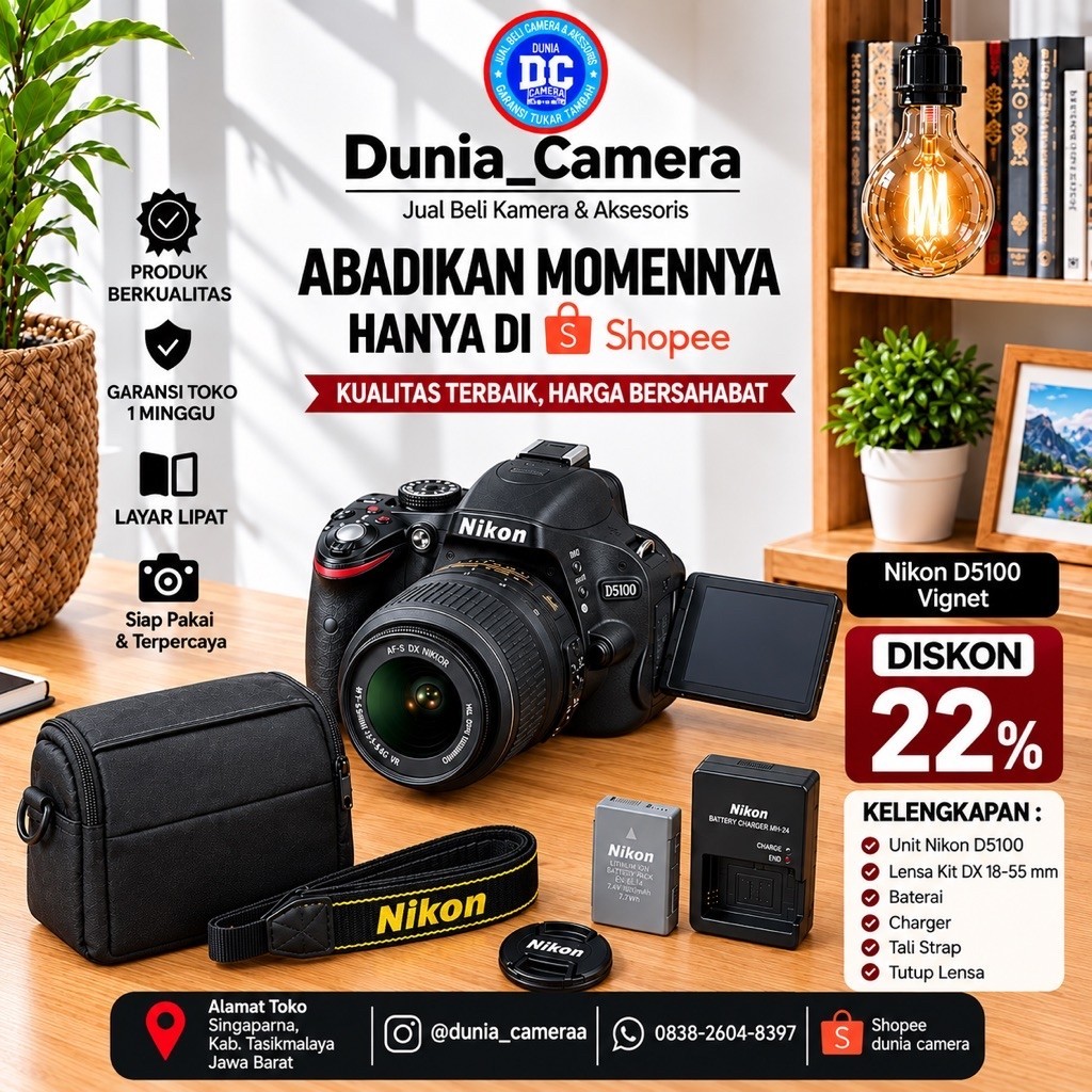 Nikon D5100 bekas no vignet mulus
