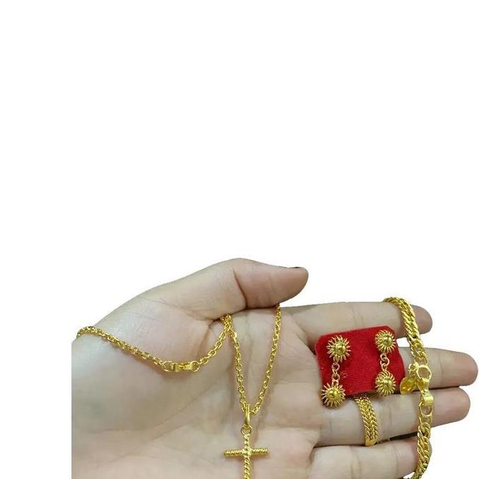 Set kalung salib replika tiruan  emas london warna seperti emas 99