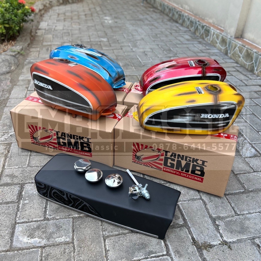 Tangki CB GMB body tangki CB 125 bladus set kran set tutup tangki set jok CB baru
