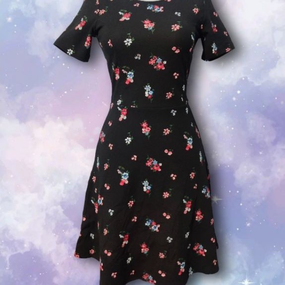 HM Dvdd Floral Black Mini Dress