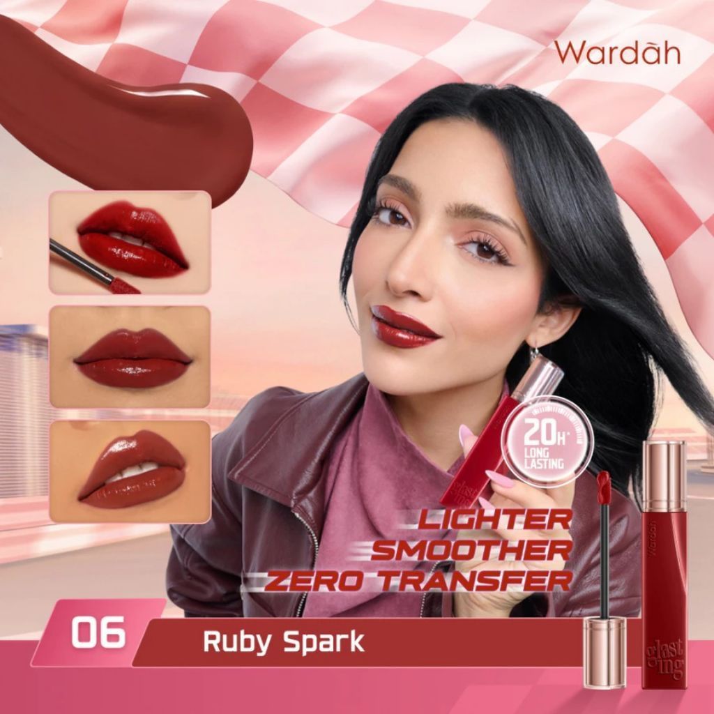 WARDAH Glasting Liquid Lip 06 Ruby Sparks Baru Lipstik Liquid Melembapkan Bibir