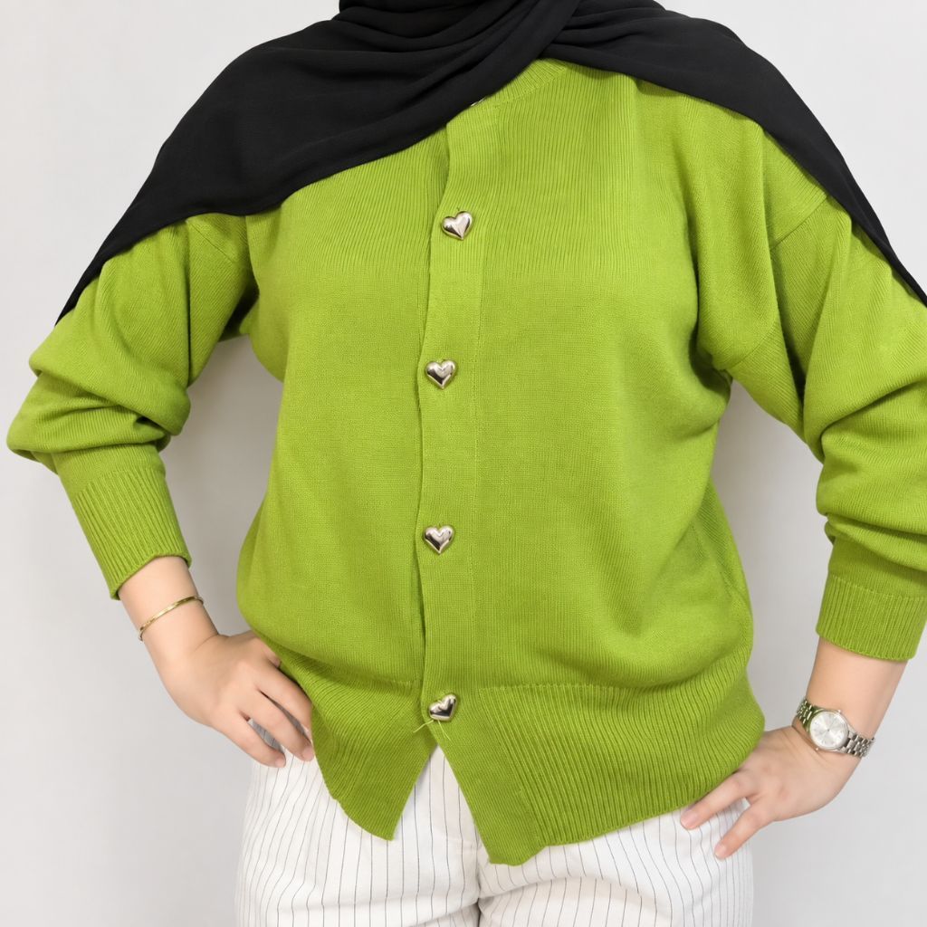 Knitwear Avocado Basic Cardigan Rajut Kancing Love Longslevee