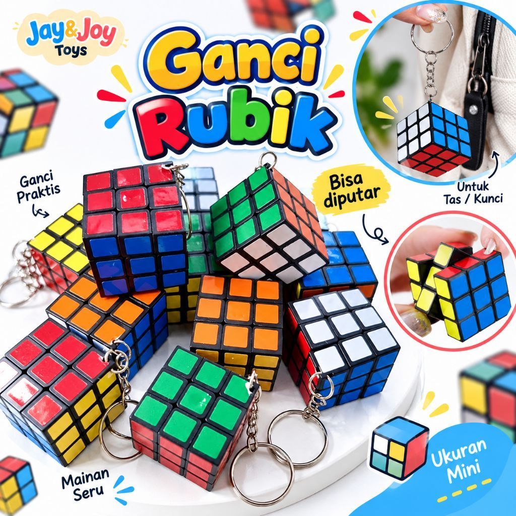 Gantungan Kunci Rubik Mini 3x3 Kubus Rubik Bisa Diputar Aksesoris Tas Kunci Mainan