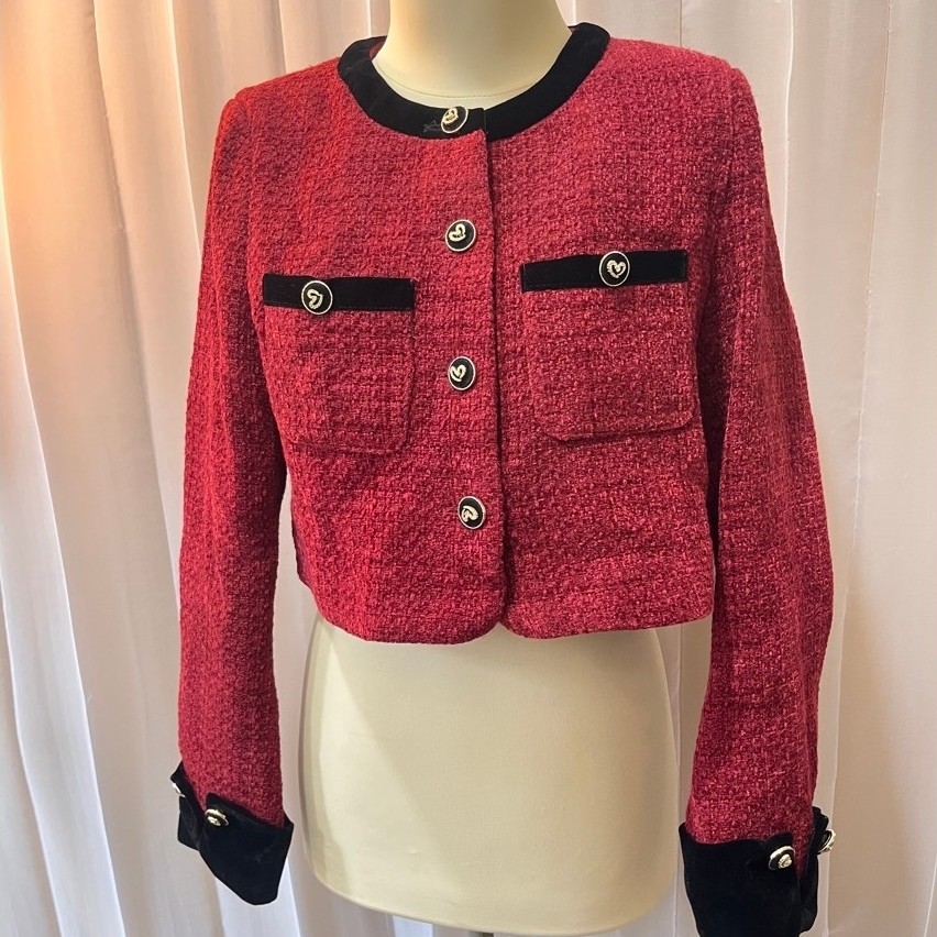 Blazer Wanita Elegan Merah Muda - Model Crop Top