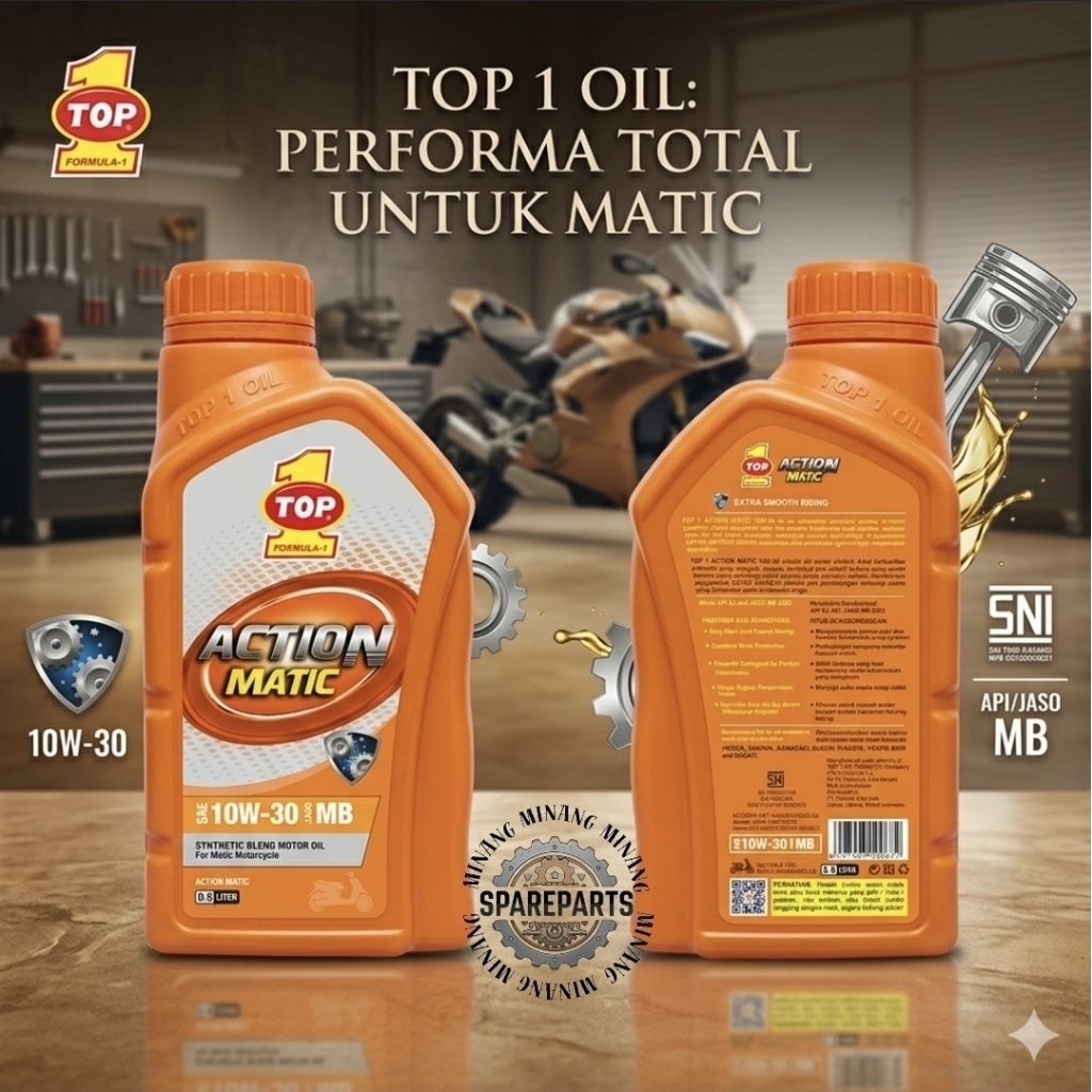 TOP 1 OLI MESIN MOTOR ACTION MATIC 10W30 - 10W/40 - 20W/40 0.8L DAN TOP 1 MC MANUAL 20W/50 0.8L ORIG