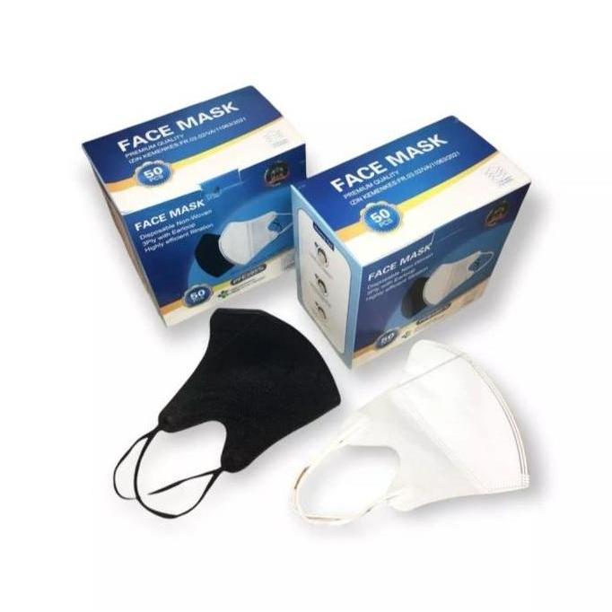 Duckbill Masker Kesehatan Disposable Mask Hitam Putih @50pcs 3ply