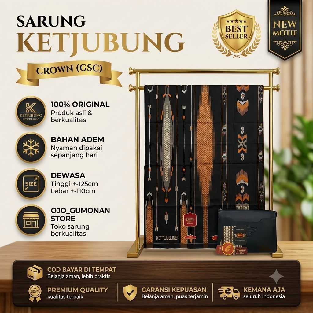 Sarung Ketjubung Asli Full Sutra Spunsilk GSC|Ketjubung Crown