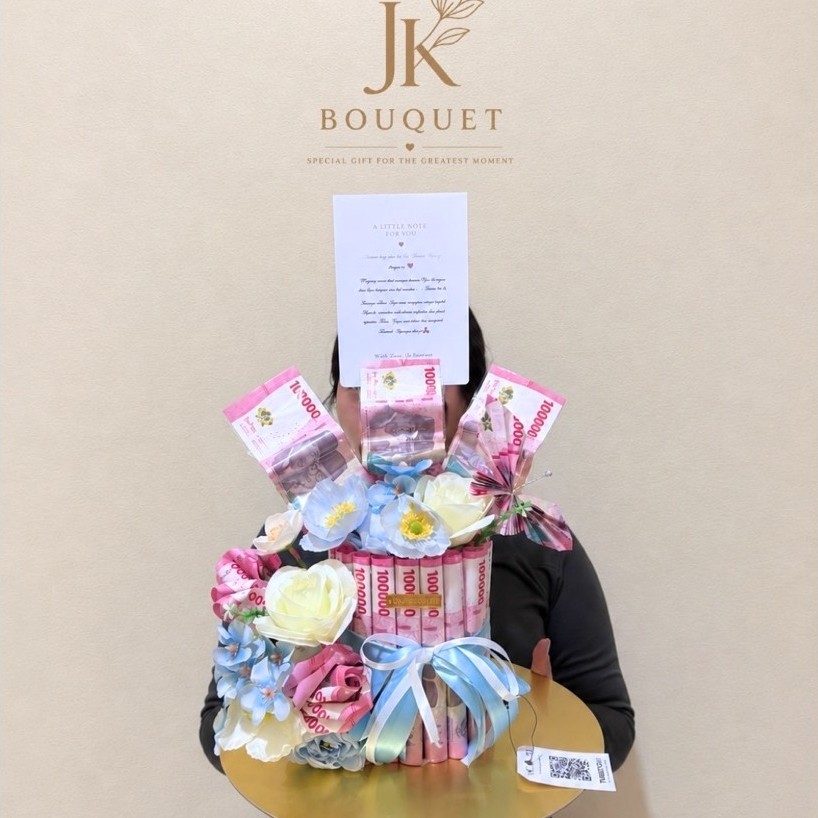 [BISA KIRIM HARI INI] A14 / Money cake 1 layer pecahan 3jt / Jasa pembuatan money bouquet