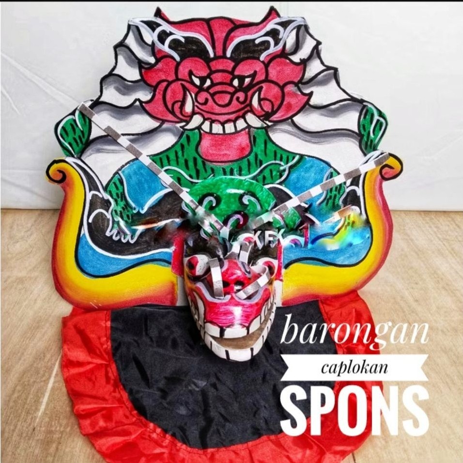Barongan Anak TK SD SMP Jumbo Spon Motif Kayu Devil Caplokan Mainan Reog