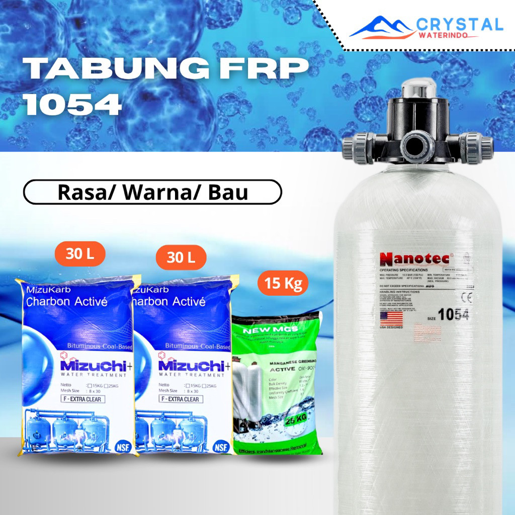 Paket Tabung Media Filter Air FRP 1054 Dengan 3 Media Filter
