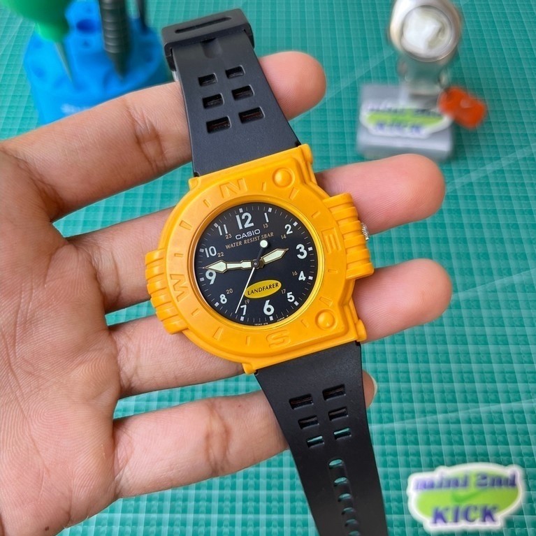 Rare Vintage CASIO MW-45 LANFARER Watch Analog Yellow, Jam Casio Vintage Analog, not n*ke Triax