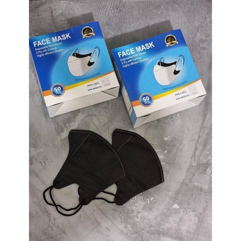ZELVIERAS MASKER DUCKBILL ISI 50 PCS DEWASA (HITAM/PUTIH) SAMARINDA TERMURAH