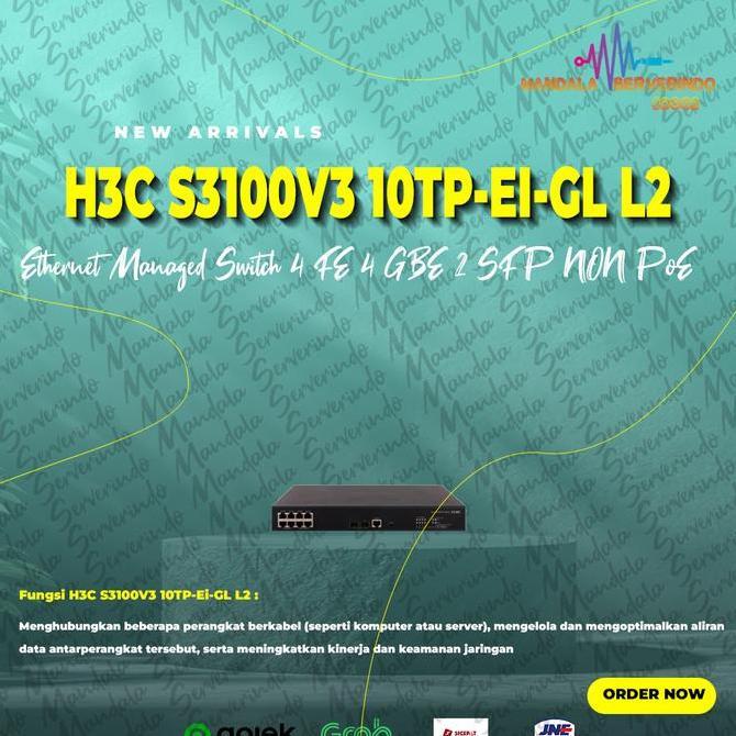 H3C S3100V3 10TP-EI-GL L2 Ethernet Managed Switch 4 FE 4 GBE 2 SFP NON PoE