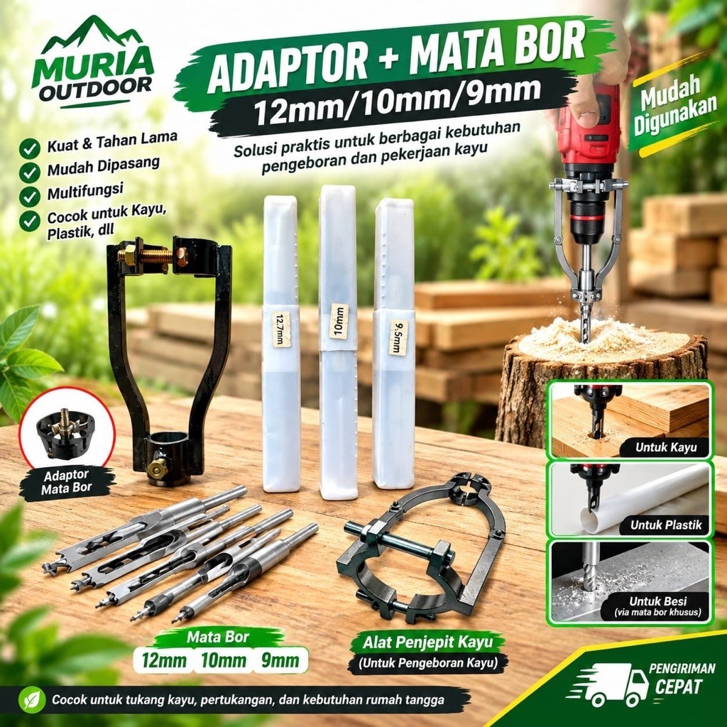 Adaptor bor bobok kayu / alat penjepit mata borpahat / aksesoris mesin Bor tangan & mesin bor duduk 