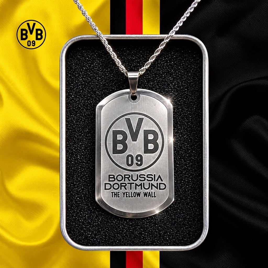 Kalung Borussia Dortmund / kalung Dortmund / aksesoris Dortmund Elegan Hadiah Kulit Pria  Rantai Sta