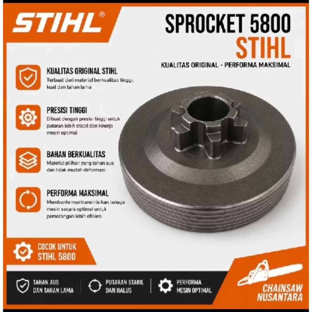 Sprocket Bintang Chainsaw 5200 / 5800 STIHL / Rumah Kampas Chainsaw STIHL
