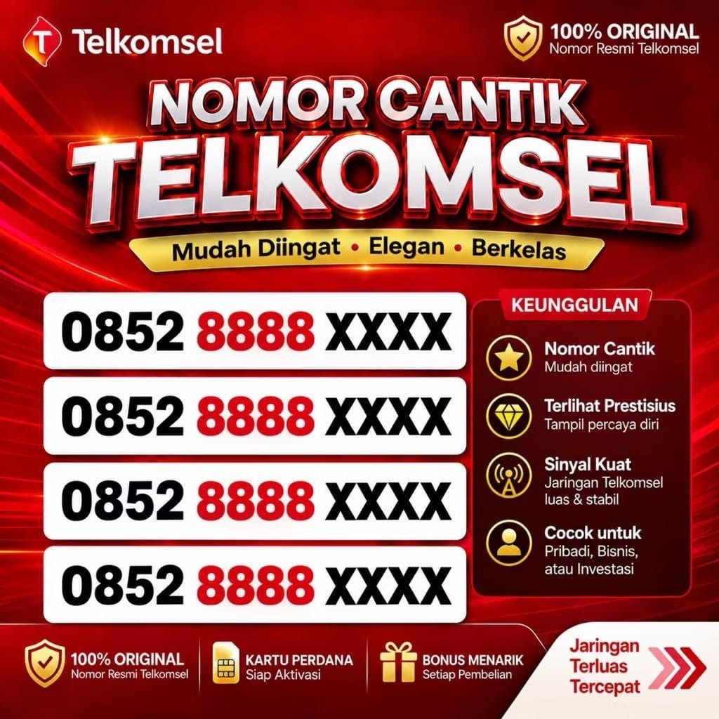 NOMOR CANTIK TELKOMSEL 8888,8888 JARINGAN 4G 5G NASIONAL INDONESIA