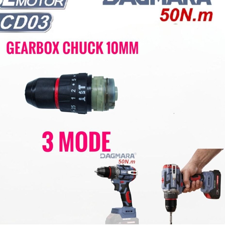 DAGMARA KEPADA BOR CORDLESS GEARBOX CHUCK 10MM 3 MODE DAGMARA
