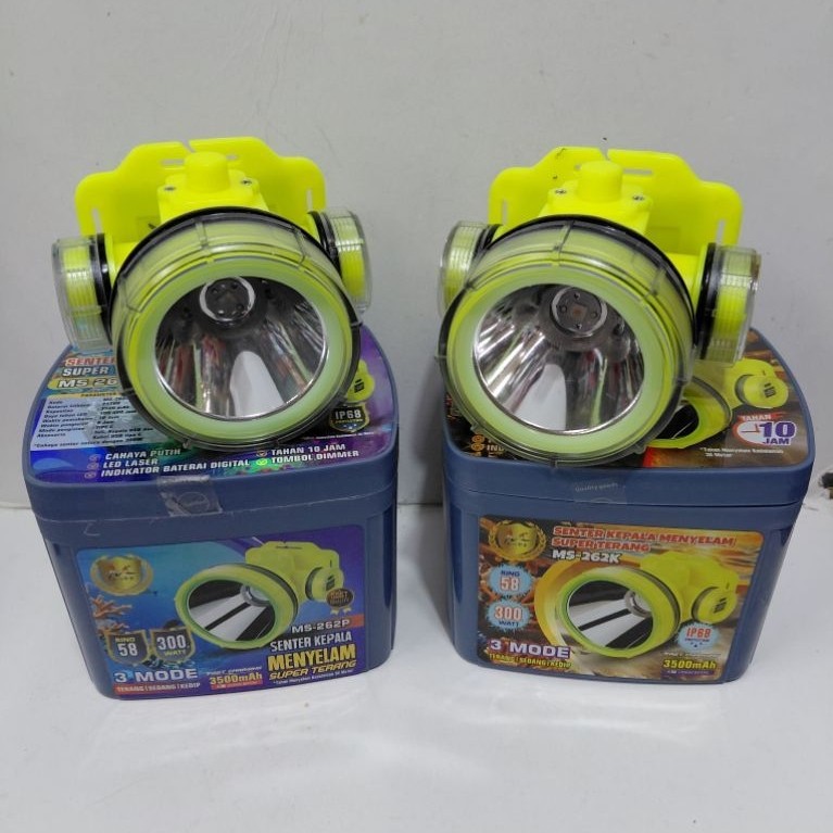 senter Kepala Selam diving waterproof mitsuyama ms-262P/K cahaya putih kuning 300watt