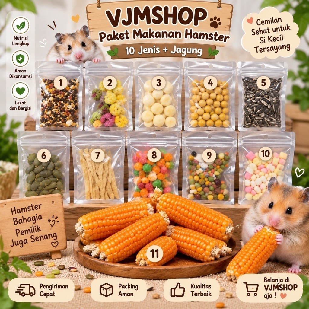Makanan Hamster 10 jenis + Jagung Kering Utuh