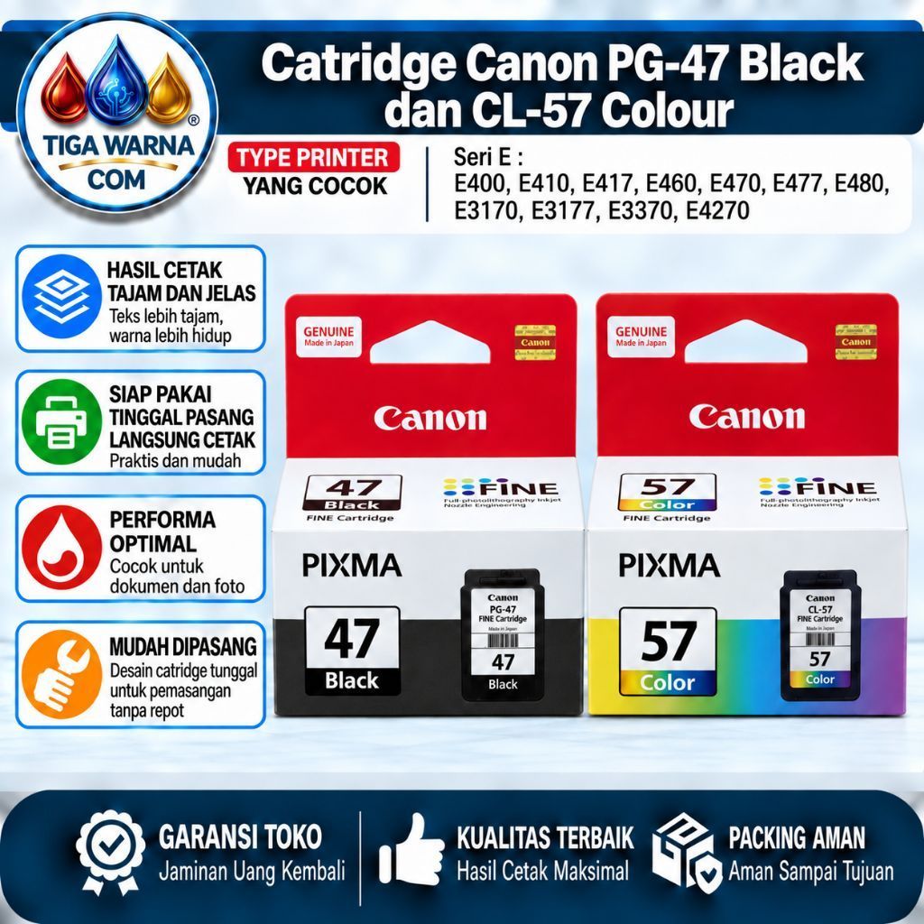 Catridge Canon 47 Black + 57 Colour Printer pixma E400, E460