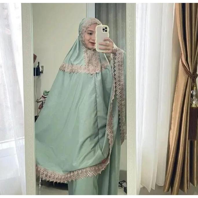 TIMTIM - Mukena Dewasa Alisa 2in1 Katun Premium Renda Mewah Lembut Nyaman Panjang Traveling Mukenah 